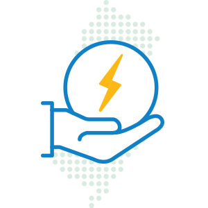 icon hand with electric bolt